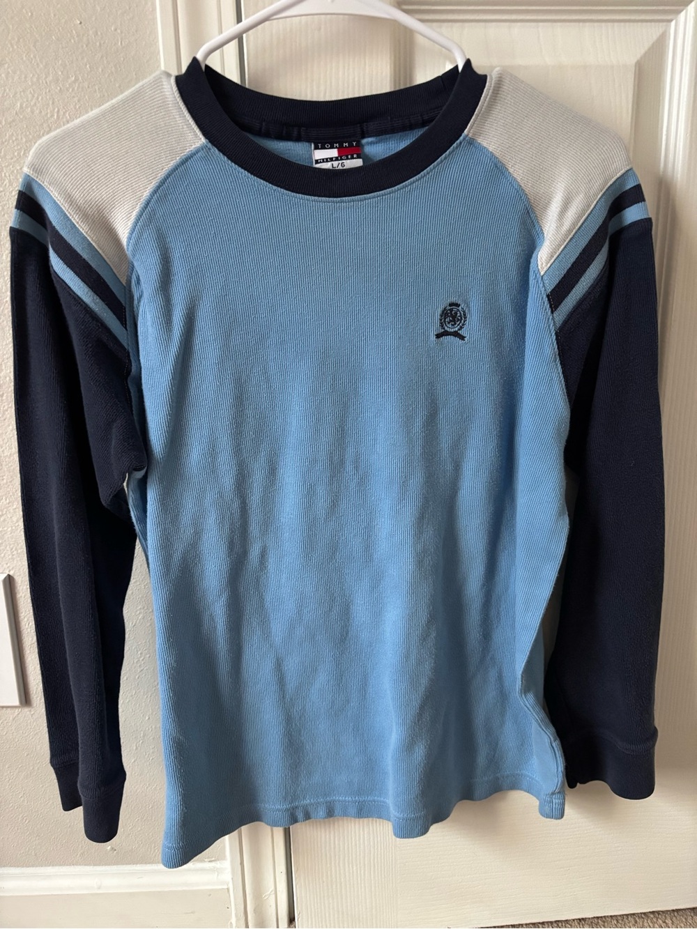 Tommy Hilfiger Light Blue, Navy & White Crewneck Sweater